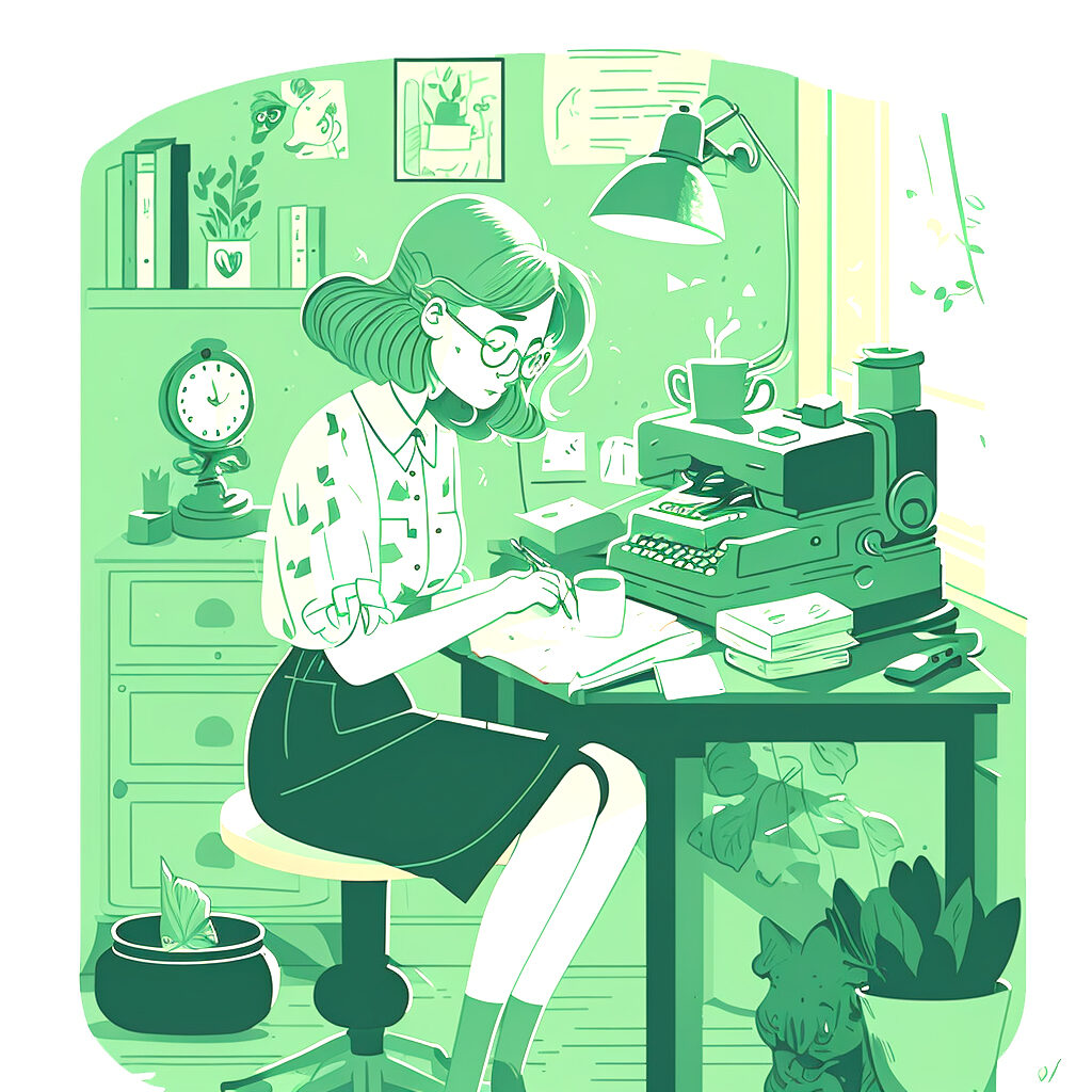 Illustration d'une bloggeuse